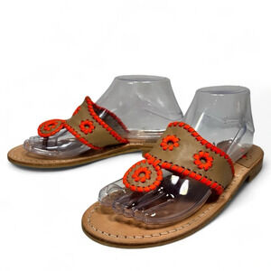 Jack Rogers Tan Orange Leather Thong Sandals Size 8
